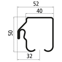 Teräksinen C-kisko, 7800 mm, liitos PVC-tiivistehuulelle, sinkitty