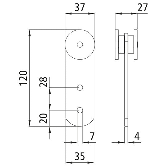 Tarpaulin roller f. stl. C-track, galvanised