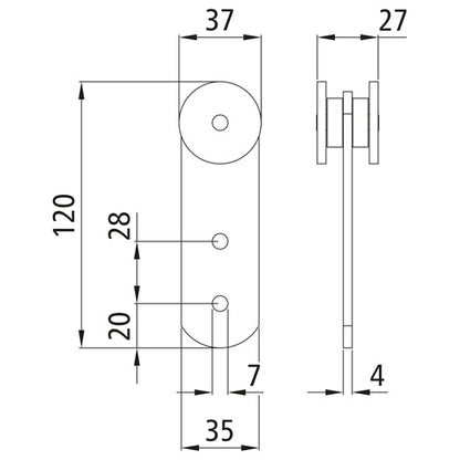 Tarpaulin roller f. stl. C-track, galvanised
