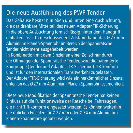 Tensioning ratchet PWP Tender, L, square. 12 mm, hot-dip galvan