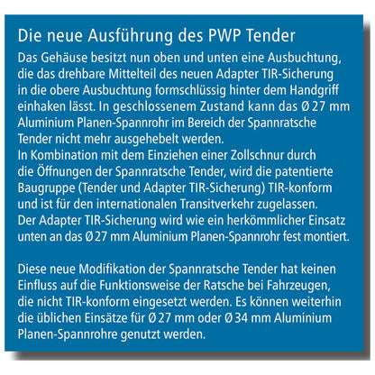 Tensioning ratchet PWP Tender, L, square 12 mm