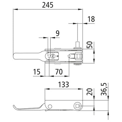 Tensioning ratchet PWP Tender, L, square 12 mm