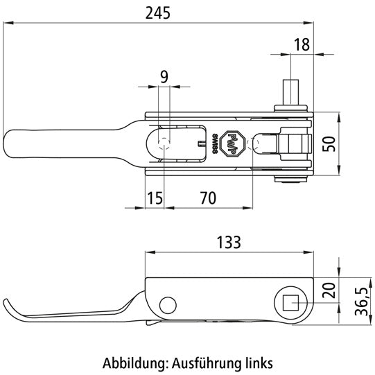 Tensioning ratchet PWP Tender, R, square 12 mm