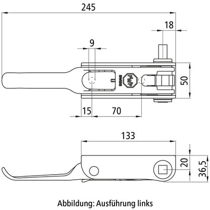 Tensioning ratchet PWP Tender, R, square 12 mm