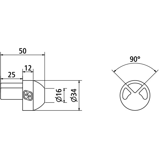 Suer SS-insatstopp för aluminiumrör Ø 34 mm, med spår