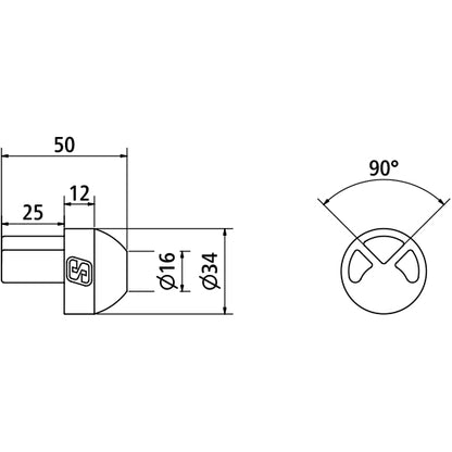 Suer SS-insatstopp för aluminiumrör Ø 34 mm, med spår