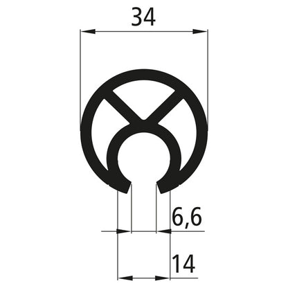 Tarpaulin tensioning tube, aluminum raw, Ø 34 mm, length 3000 m