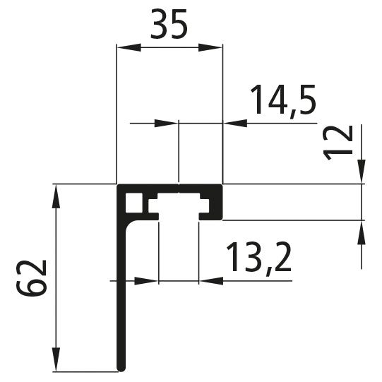 PWP guide profile 52009, cut to size, anodized, 2500mm