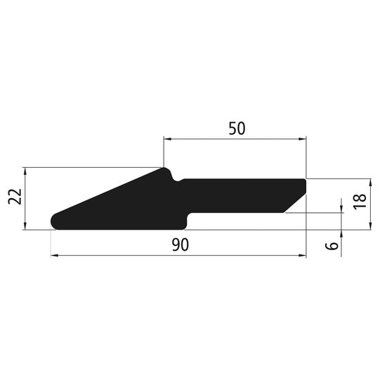 Scraper rail, 90 x 22 mm, 6 m long