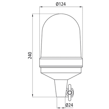 Rotating beacon, amber, H1, 12 V/55 W, for mounting on adapter
