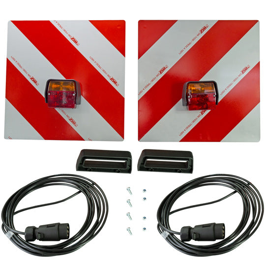 Warning sign set, fully wired with lighting, 423 x 423 mm