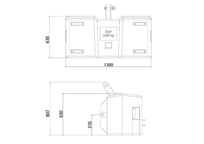 SB1000 Reinf.ced concrete weight, Cat. II, grey