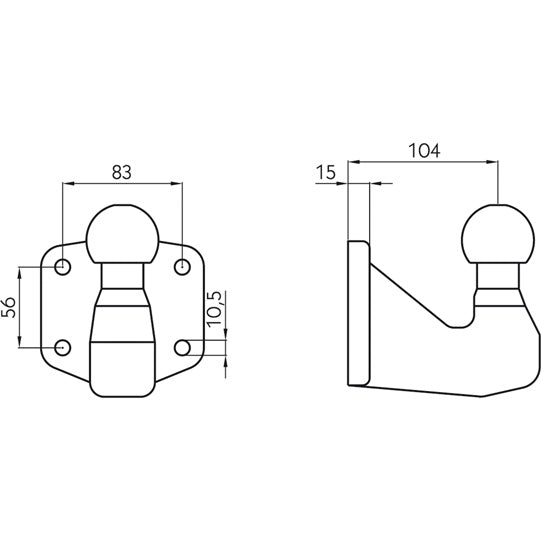 ROKK445 Ball coupling K50 83 x 56 mm M10