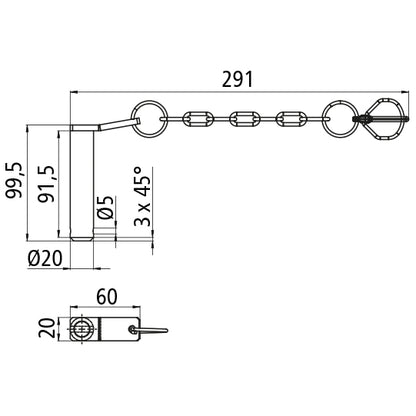 004422202 Bolt w/ chain f. hold-down device