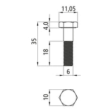 Sexkantsskruv med skaft, förzinkad, M 6 x 35