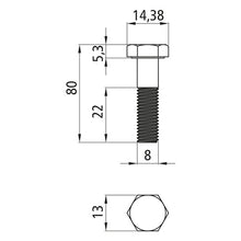 Sexkantsskruvar med skaft, förzinkade, M 8 x 80