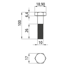 Sexkantsskruvar med skaft, förzinkade, M 10 x 100