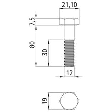 Sexkantsskruvar med skaft, förzinkade, M 12 x 80