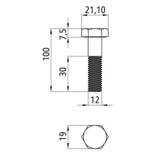 Sexkantsskruvar med skaft, förzinkade, M 12 x 100