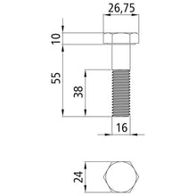 Sexkantsskruvar med skaft, förzinkade, M 16 x 55