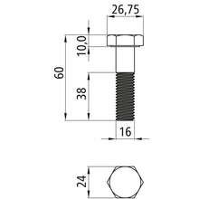 Sexkantsskruvar med skaft, förzinkade, M 16 x 60