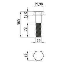 Hexagon head screws with shank, blank, M 24 x 380