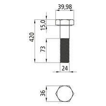 Hexagon head screws with shank, blank, M 24 x 420