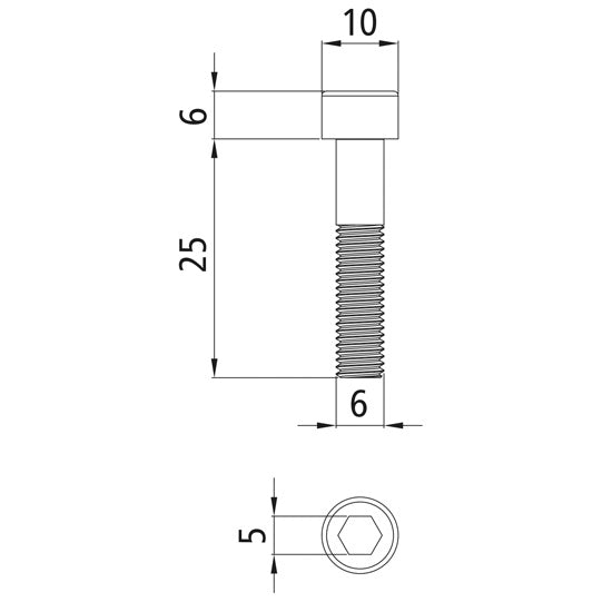 Sexkantsskruv, galvaniserat stål, M6 x 25 - 8.8, DIN 912