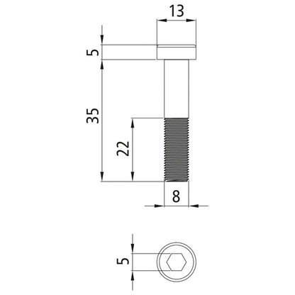 Cylinderskruv, galvaniserat stål, M 8 × 35 - 8.8, DIN 7984