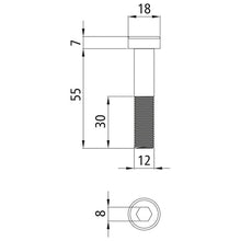 Cylinderskruv, galvaniserat stål, M 12 × 55 - 8.8, DIN 7984