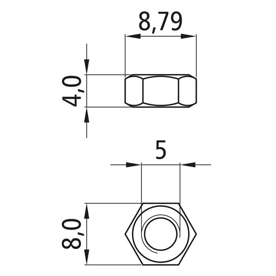 Sexkantsmutter, förzinkad, M 5