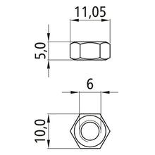 Sexkantsmutter, galvaniserad, M6