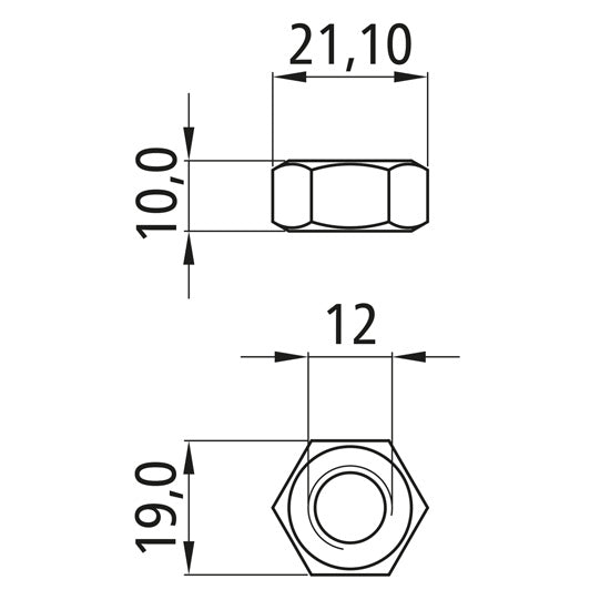 Sexkantsmutter, förzinkad, M 12