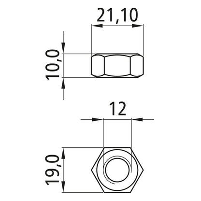 Sexkantsmutter, förzinkad, M 12