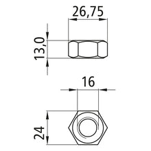 Sexkantsmutter, förzinkad, M 16