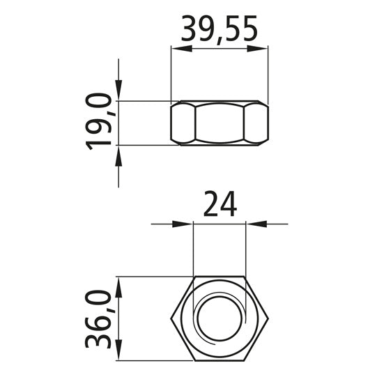 Sexkantsmutter, förzinkad, M 24