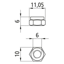 Sexkantsmutter med klämdel, förzinkad, M6, fix. 8, DIN 985