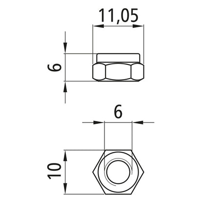 Sexkantsmutter med klämdel, förzinkad, M6, fix. 8, DIN 985