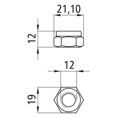 Sexkantsmutter med klämdel, förzinkad, M12, fix. 8, DIN 985