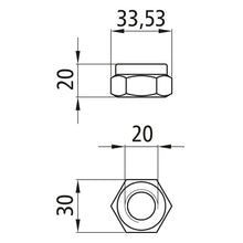Sexkantsmutter med klämdel, förzinkad, M20, fix. 8, DIN 985