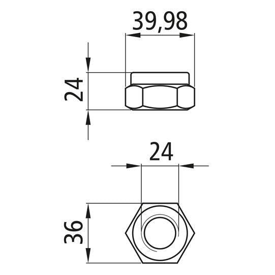Sexkantsmutter med klämdel, förzinkad, M24, fix. 8, DIN 985