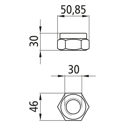 Sexkantsmutter med klämdel, förzinkad, M30, Fast. 8, DIN 985