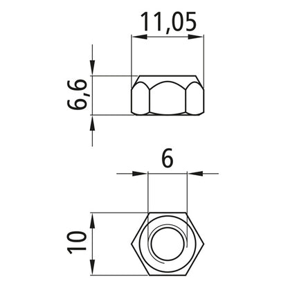 Sexkantsmutter med klämdel, självlåsande, förzinkad, M6, fast 8