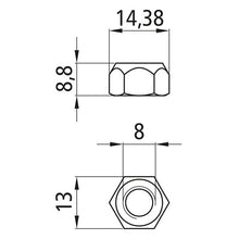 Sexkantsmutter med klämdel, självlåsande, förzinkad, M8, fast 8