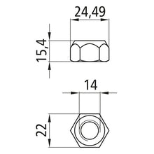 Sexkantsmutter med klämdel, självlåsande, förzinkad, M14, fast 8