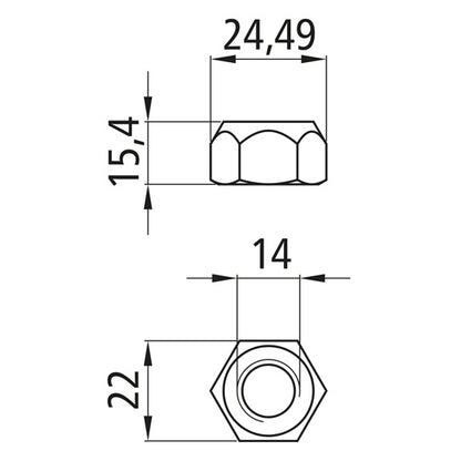 Sexkantsmutter med klämdel, självlåsande, förzinkad, M14, fast 8