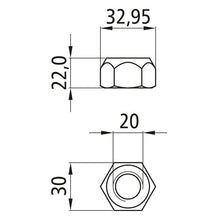 Sexkantsmutter med klämdel, självlåsande, förzinkad, M20, fast 8