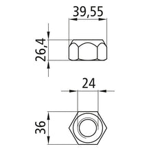 Sexkantsmutter med klämdel, självlåsande, förzinkad, M24, fast 8