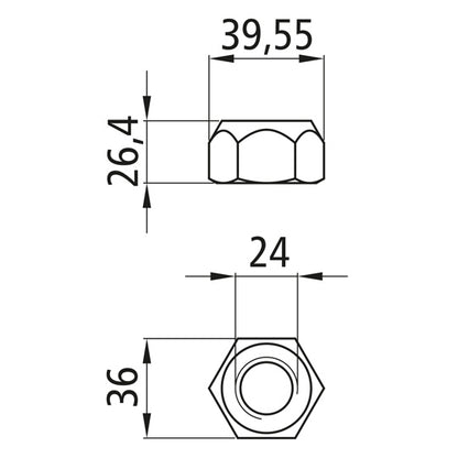 Sexkantsmutter med klämdel, självlåsande, förzinkad, M24, fast 8