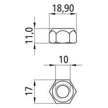 Sexkantsmutter med klämdel, självlåsande, M10, fast 10